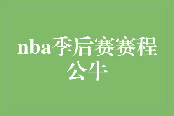 nba季后赛赛程公牛