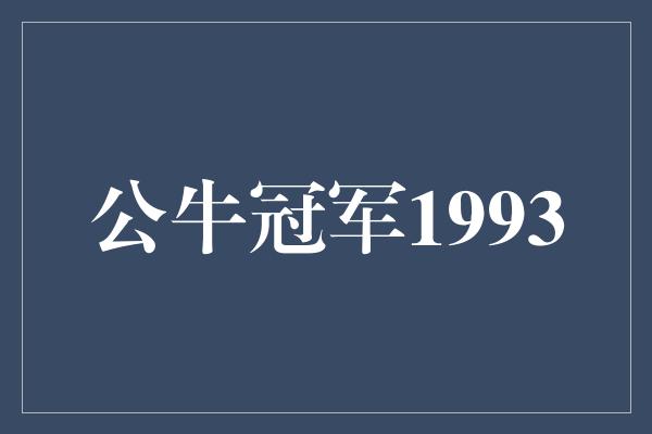 公牛队！公牛传奇，1993年的荣耀