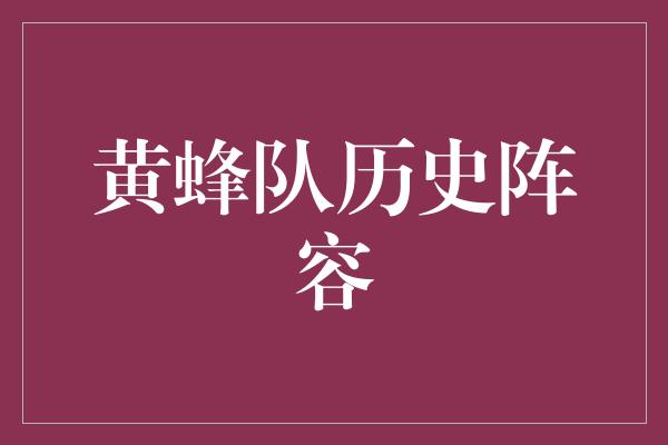 不屈不挠！黄蜂队历史阵容 辉煌岁月中的传奇阵容