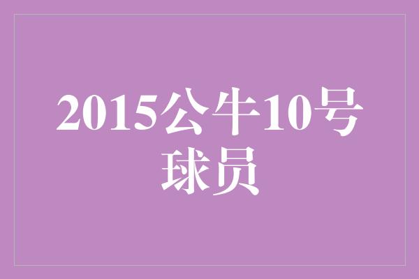 公牛队！重返巅峰，2015年公牛10号球员再次闪耀