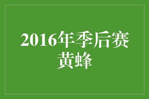 2016年季后赛黄蜂