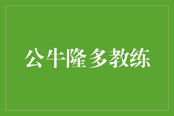 公牛队！公牛隆多教练 智慧与激情的完美结合