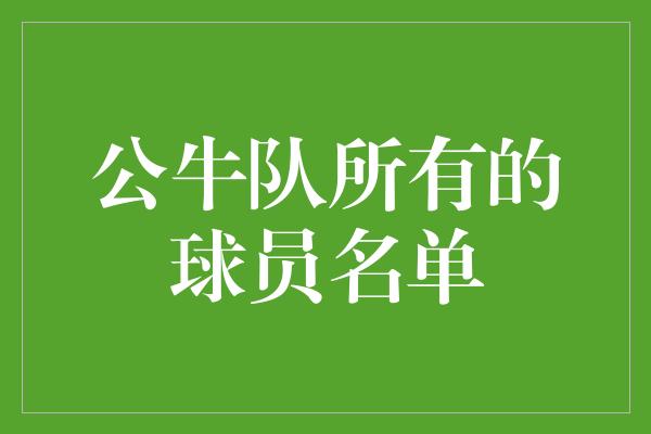 公牛队所有的球员名单