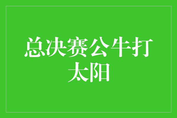 公牛队！强强对决！总决赛揭幕，公牛迎战太阳