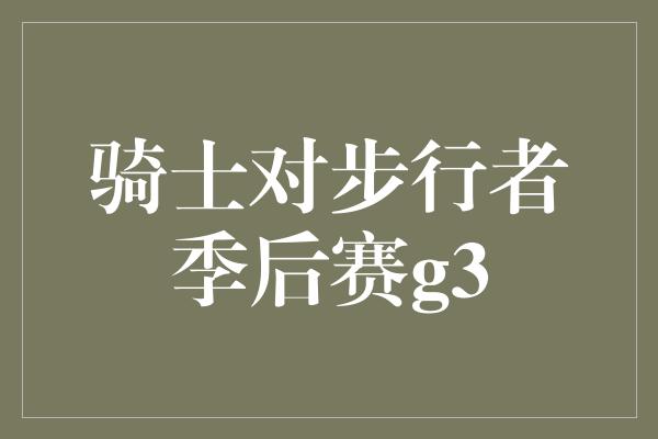 骑士对步行者季后赛g3