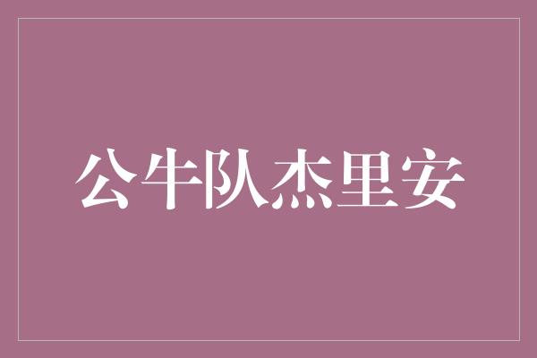 公牛队！共创传奇，杰里安引领公牛队重现辉煌