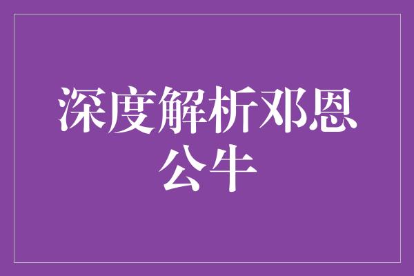 深度解析邓恩公牛