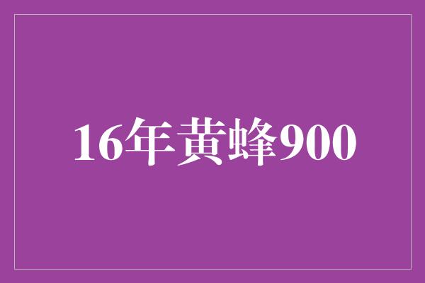 黄蜂！追忆16年，黄蜂900绽放耀眼光芒