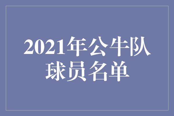 公牛队！公牛队2021年新赛季球员名单揭晓，备战全新征程！