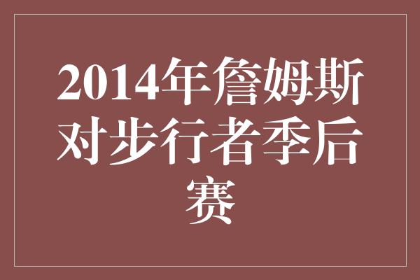 2014年詹姆斯对步行者季后赛