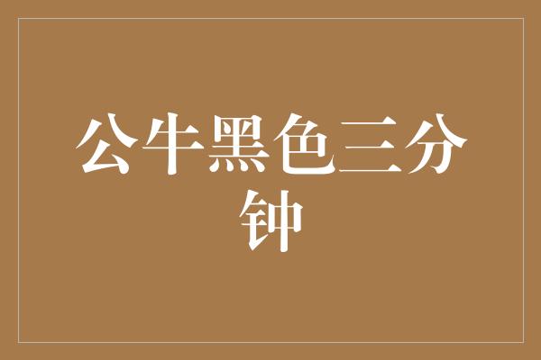 潜力！公牛黑色三分钟 力量与速度的完美结合