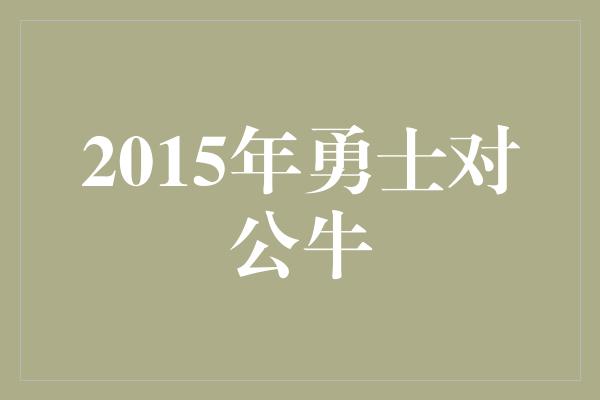 2015年勇士对公牛