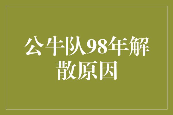 公牛队！公牛队98年解散背后的原因 胜利与变革的交织