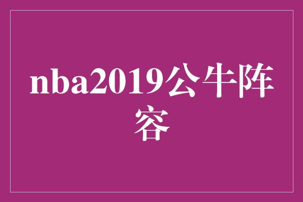 nba2019公牛阵容