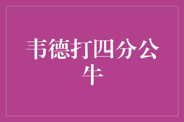 公牛队！韦德打出超凡表现，引领公牛翻盘胜利！