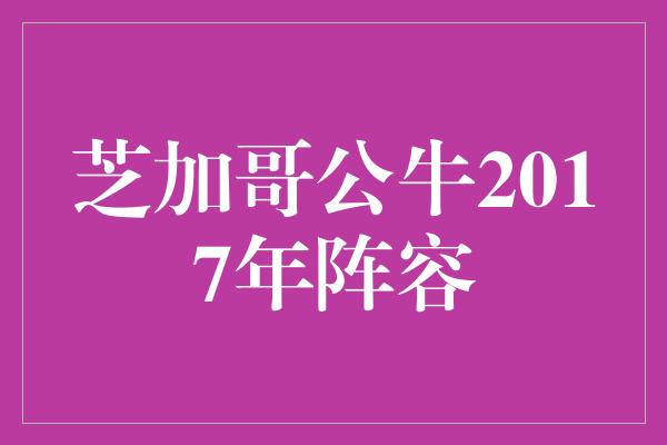 芝加哥公牛2017年阵容