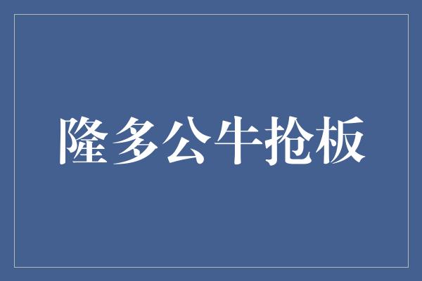 公牛队！隆多公牛抢板，勇往直前展现无穷活力