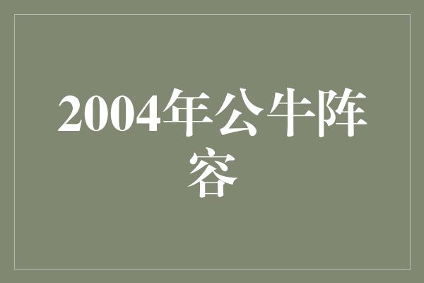 公牛队！回顾2004年公牛阵容 荣耀时刻的见证者