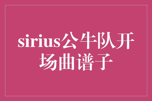 sirius公牛队开场曲谱子