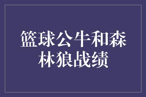 篮球公牛和森林狼战绩