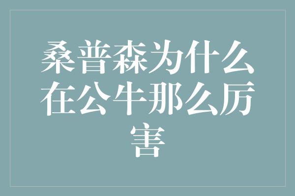 桑普森为什么在公牛那么厉害