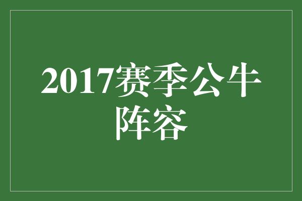 公牛队！重塑辉煌，2017赛季公牛阵容引领新时代