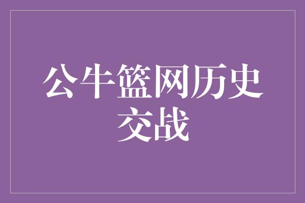 公牛篮网历史交战