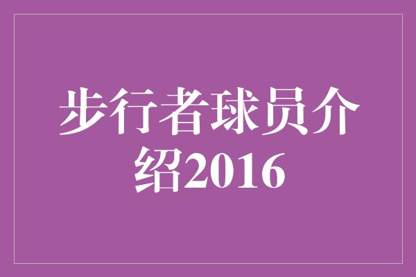 步行者球员介绍2016