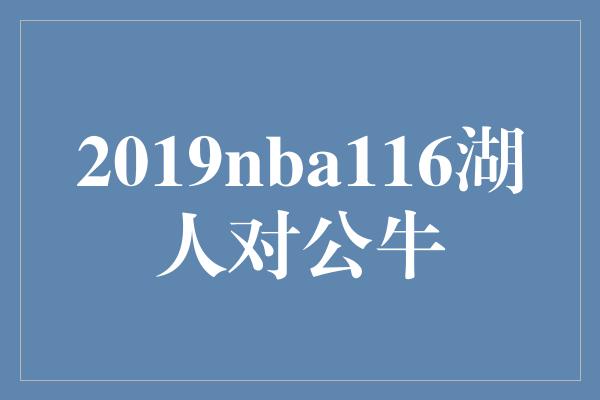 公牛队！热血对决！2019 NBA 116湖人对公牛