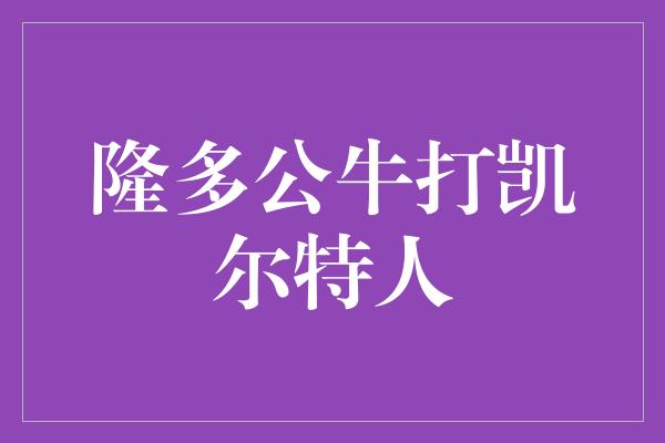 隆多公牛打凯尔特人