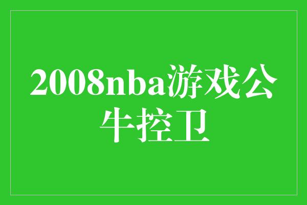 公牛队！回顾2008年NBA游戏 公牛控卫的辉煌时刻