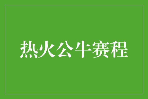 热火公牛赛程