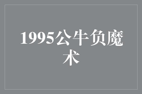 公牛队！1995年公牛负魔术 耀眼的辉煌背后，也有坚毅与成长