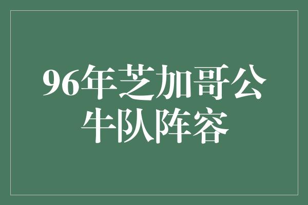 96年芝加哥公牛队阵容