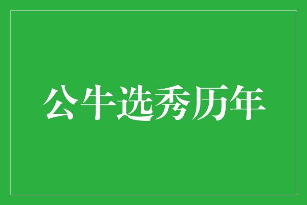 公牛选秀历年