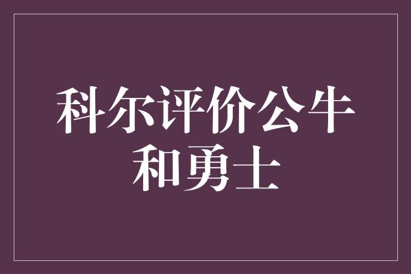 科尔评价公牛和勇士