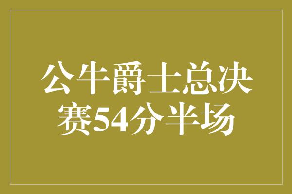 公牛爵士总决赛54分半场