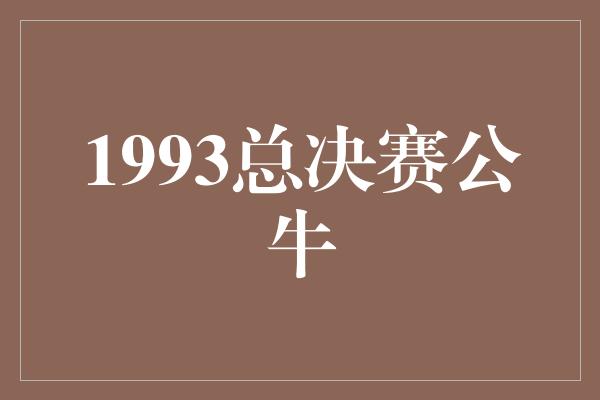 公牛队！重回经典，回顾1993年总决赛公牛辉煌时刻