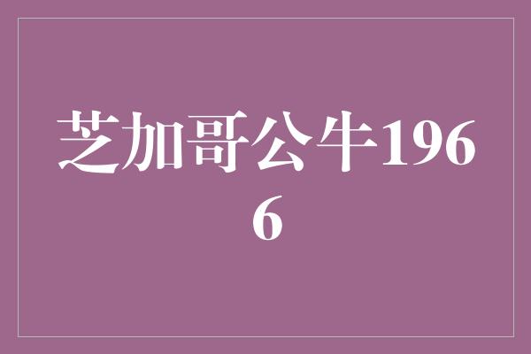 公牛队！&quot;回顾辉煌岁月 芝加哥公牛1966&quot;