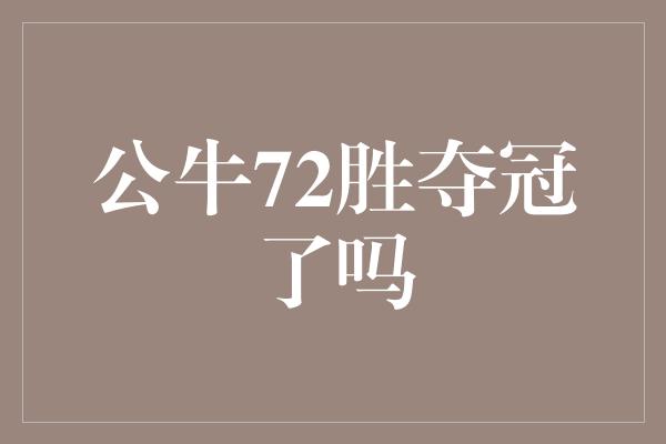 公牛队！公牛72胜创造历史，勇夺总冠军！