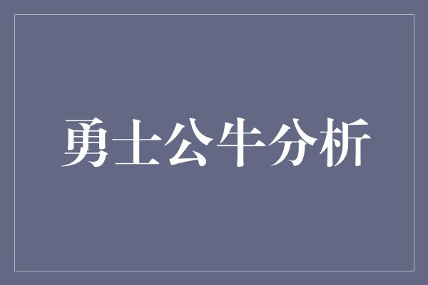 勇士公牛分析