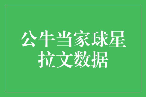 公牛队！公牛当家球星拉文数据 闪耀NBA舞台的新秀！