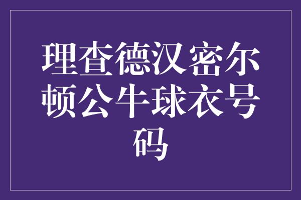 号码！传奇永恒，理查德汉密尔顿公牛球衣号码