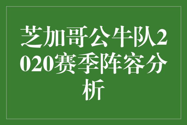 公牛队！重返巅峰！揭秘芝加哥公牛队2020赛季强大阵容