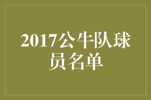 2017公牛队球员名单