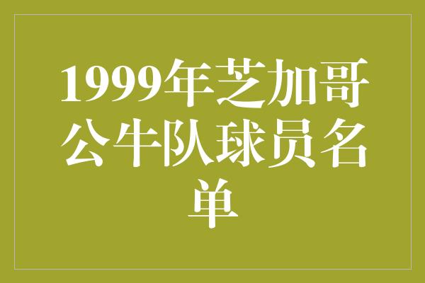 公牛队！1999年芝加哥公牛队球员名单 传奇球队的辉煌时刻