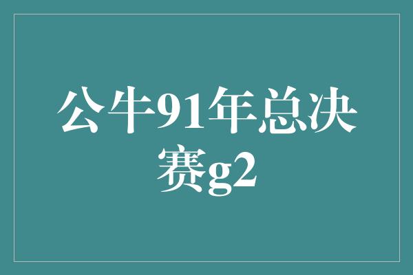 公牛队！传奇回顾 公牛91年总决赛G2的辉煌时刻