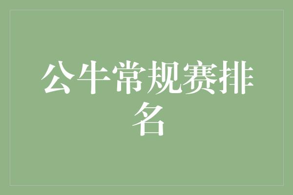 公牛常规赛排名