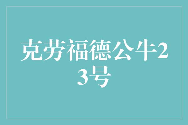 无与伦比！克劳福德公牛23号 梦想成就传奇