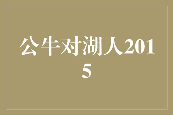 公牛对湖人2015